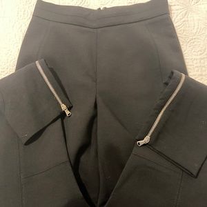 Alexander McQueen High Waisted Black Wool Zipper Skinny Ankle Pant EU 42 US 8